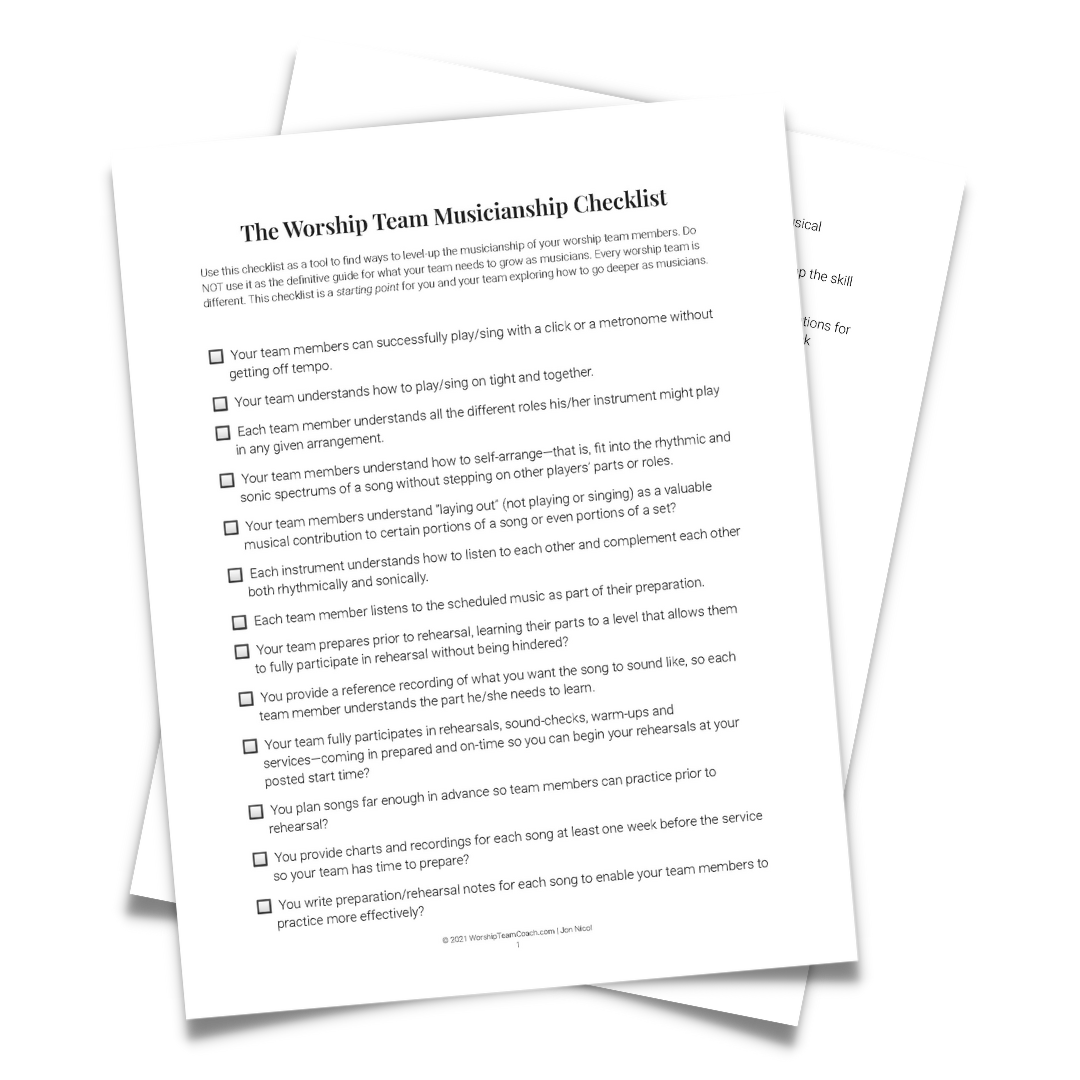 Team Musicianship Checklist - pages